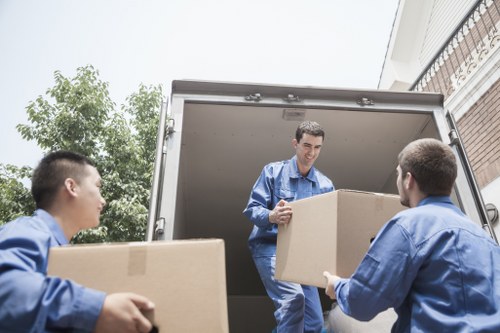 Movers managing access and loading for a property in Eastham