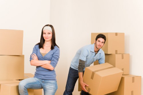 Local Eastham customers organising boxes and furniture for transport
