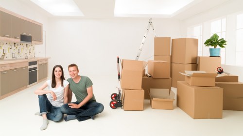 Loading commercial items into a removals vehicle during an Eastham move